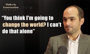 A thumbnail of Romain Richli on the Thrive in Construction podcast discussing climate responsibility