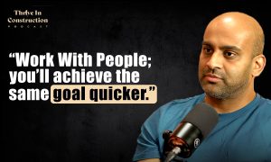 Amit patel on the thrive in construction podcast discussing environmental sustainability